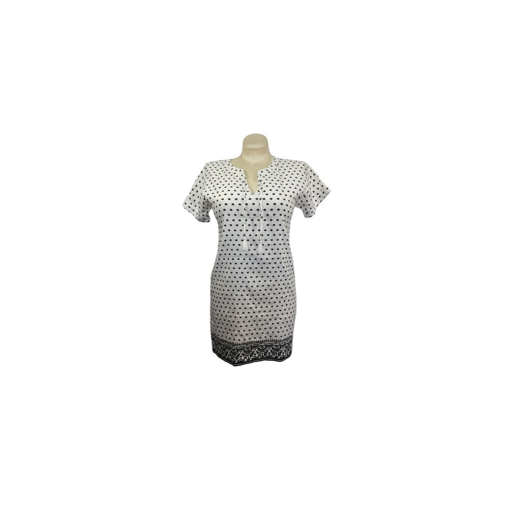 Women's Vineyard Vines Szโ 2 Linen Blend White & Black Print Dress